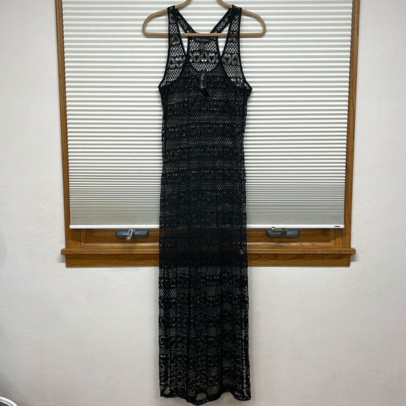 Club Z Collection NWT Black Mesh Heart Racerback Maxi Dress Swim Cover Up - Picture 1 of 10